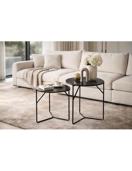 Lot de 2 tables gigognes marbre noir Mason