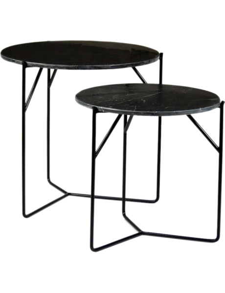 Lot de 2 tables gigognes marbre noir Mason