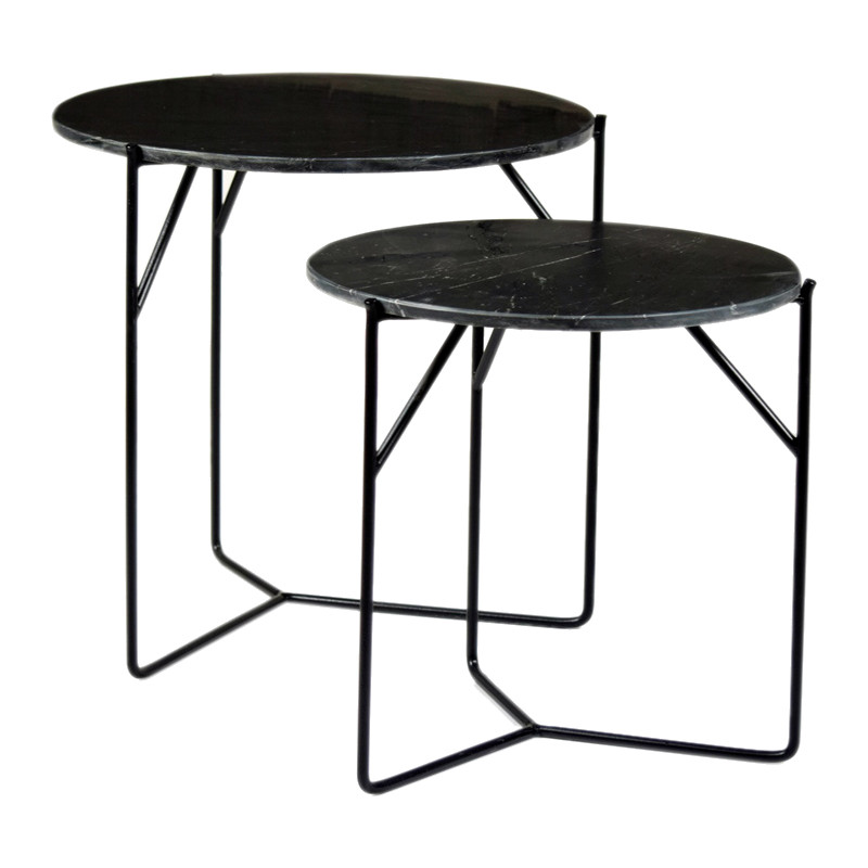 Lot de 2 tables gigognes marbre noir...