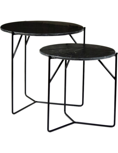 Lot de 2 tables gigognes marbre noir Mason