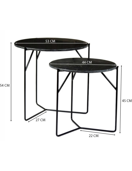 Lot de 2 tables gigognes marbre noir Mason
