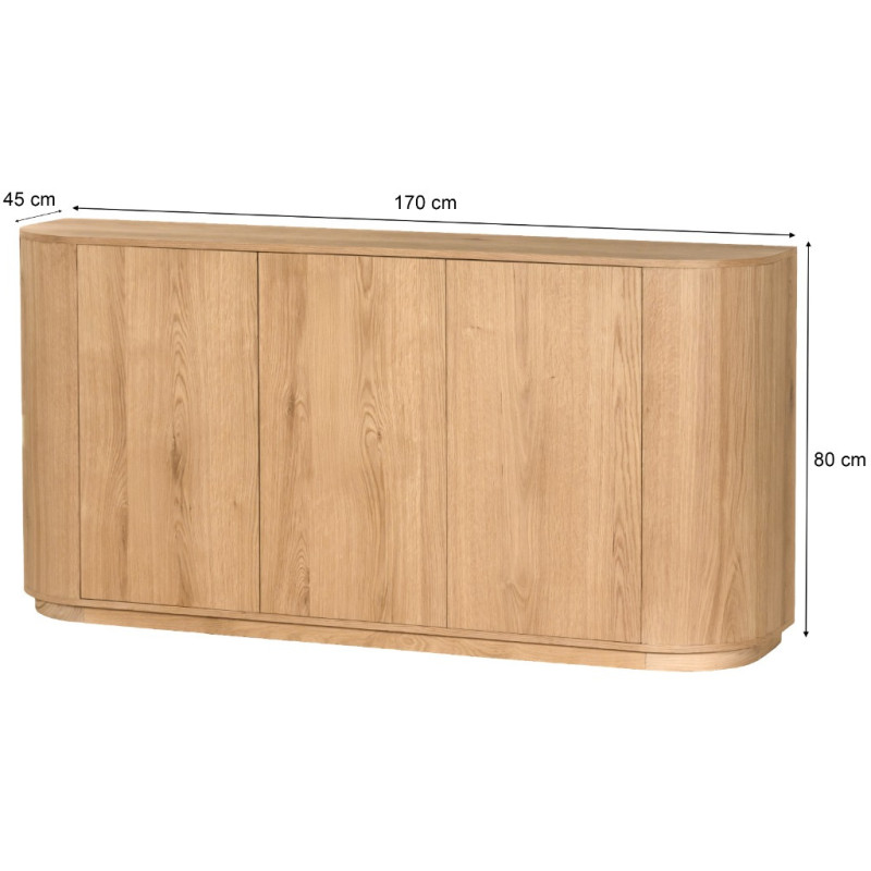 Buffet enfilade placage chêne 170 cm...