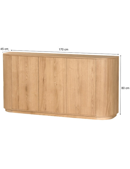 Buffet enfilade placage chêne 170 cm Novero