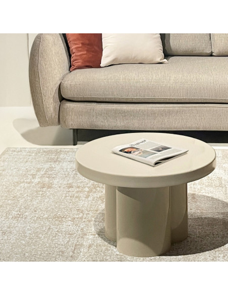 Table d’appoint ronde métal blanc cassé Noa