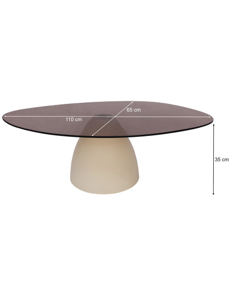 Table basse organique verre fumé 110 cm Mylon
