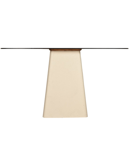 Console verre fumé pied blanc cassé 140 cm Mylon