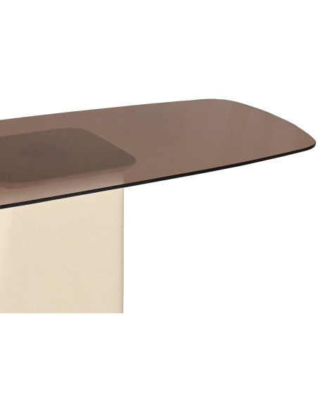 Console verre fumé pied blanc cassé 140 cm Mylon