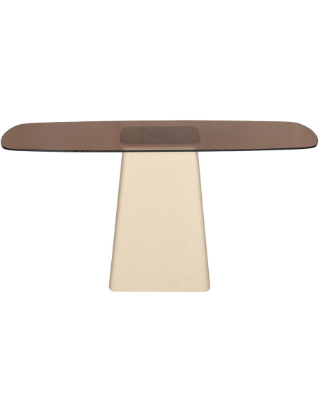 Console verre fumé pied blanc cassé 140 cm Mylon