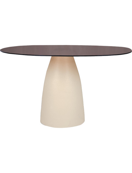 Table à manger organique verre fumé 140 cm Mylon