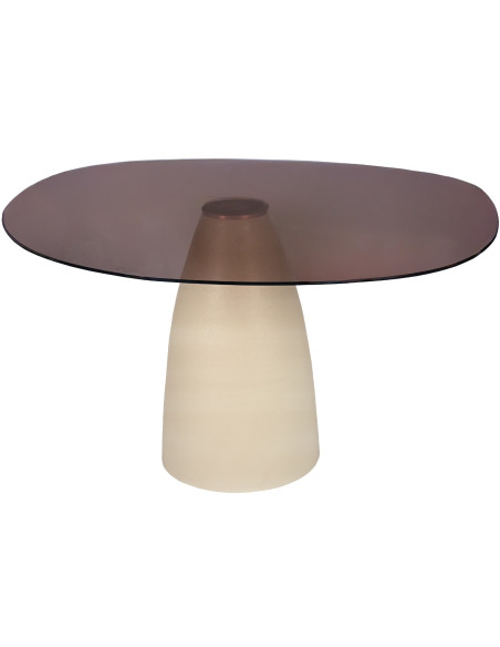 Table à manger organique verre fumé 140 cm Mylon