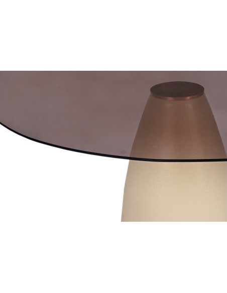 Table à manger organique verre fumé 140 cm Mylon