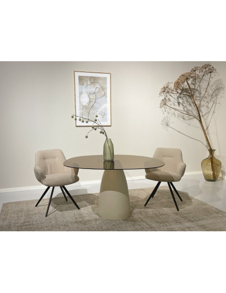 Table à manger organique verre fumé 140 cm Mylon