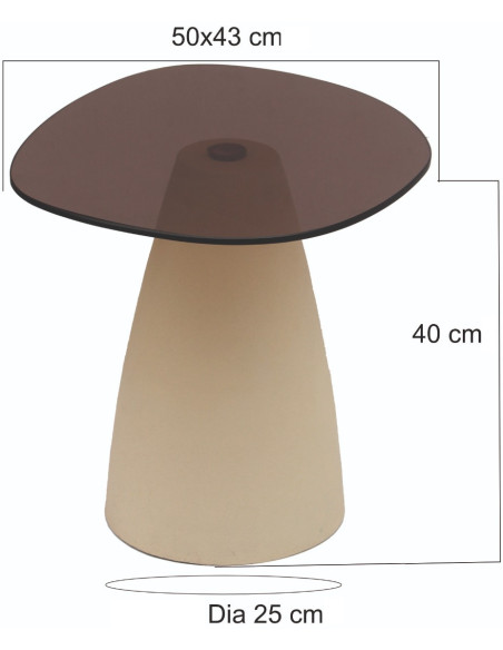 Table d’appoint organique verre fumé 50 cm Mylon