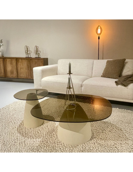 Table d’appoint organique verre fumé 50 cm Mylon