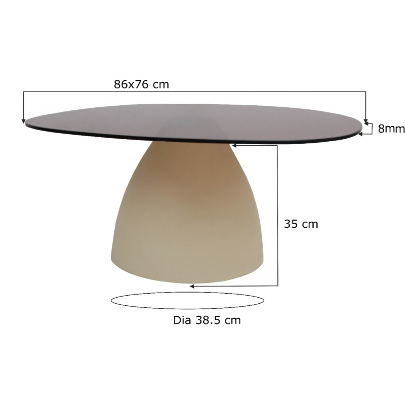 Table basse organique verre fumé 86...