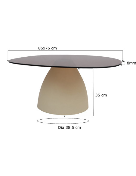Table basse organique verre fumé 86 cm Mylon