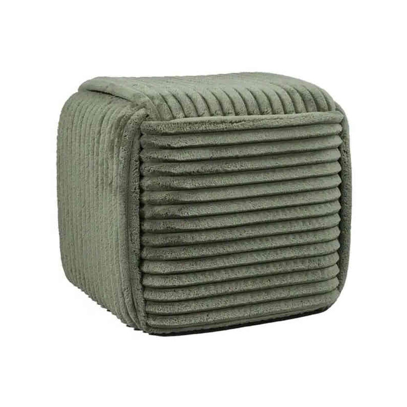 Pouf cube côtelé vert sauge 43 cm Wiki