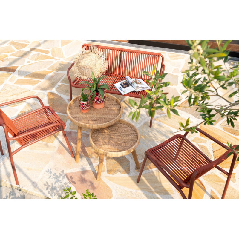 Table basse Gigogne Ronde en Rotin...