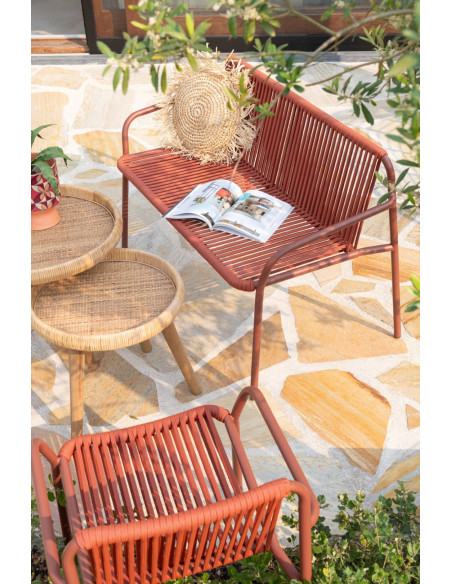 Table basse Gigogne Ronde en Rotin Naturel Bois de sapin Naturel Luna