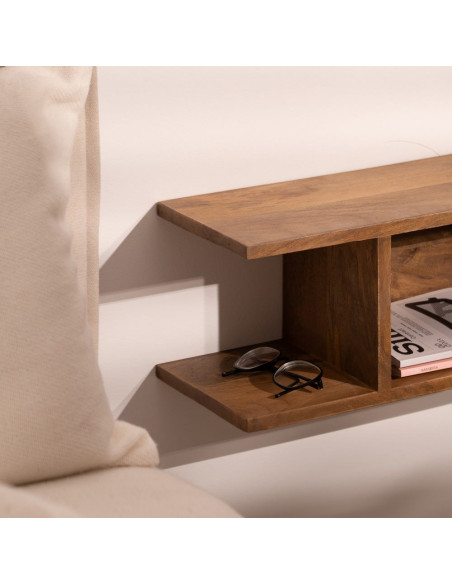 Lot de 2 tables de chevet murales bois miel 45 cm Liora