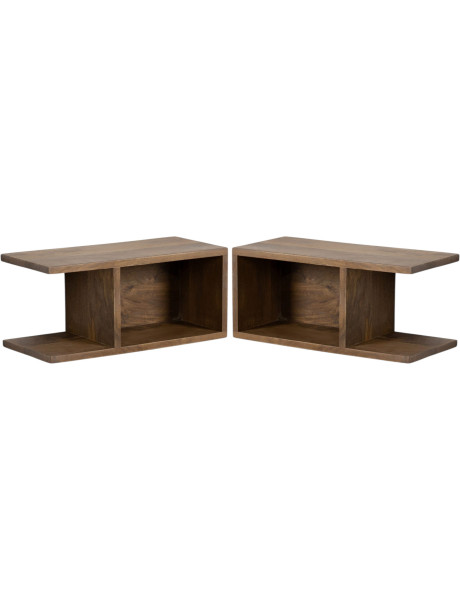 Lot de 2 tables de chevet murales bois miel 45 cm Liora