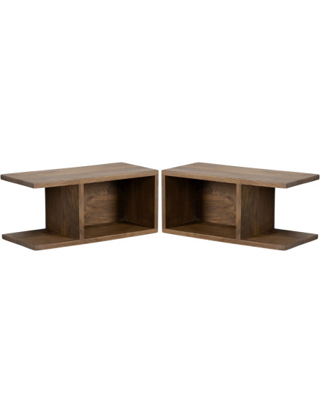 Lot de 2 tables de chevet murales bois miel 45 cm Liora