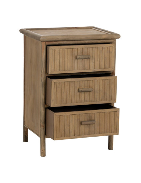 Table de chevet bambou naturel 3 tiroirs Sorwyn