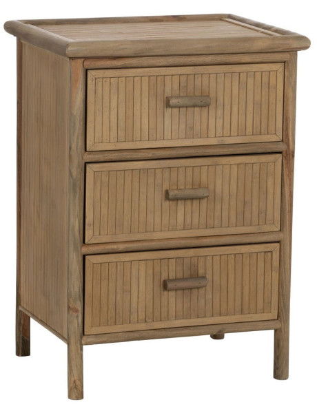 Table de chevet bambou naturel 3 tiroirs Sorwyn