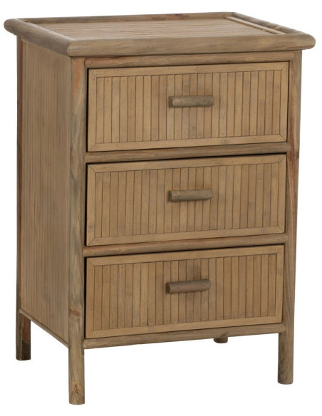 Table de chevet bambou naturel 3 tiroirs Sorwyn