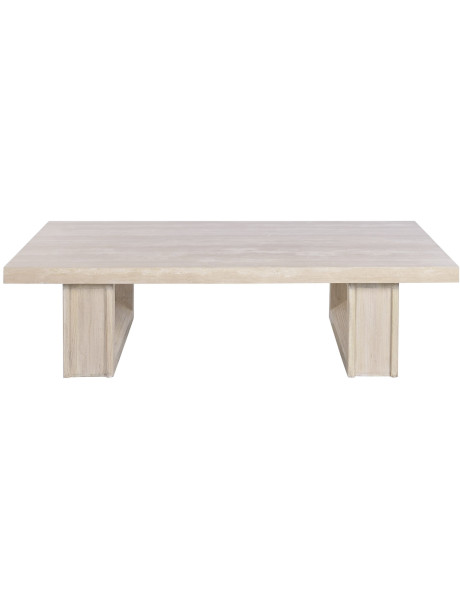 Table basse rectangulaire beige naturel en orme et marbre travertin 160x80x43 cm Orvane Item International - 2