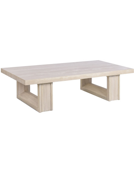 Table basse rectangulaire beige naturel en orme et marbre travertin 160x80x43 cm Orvane