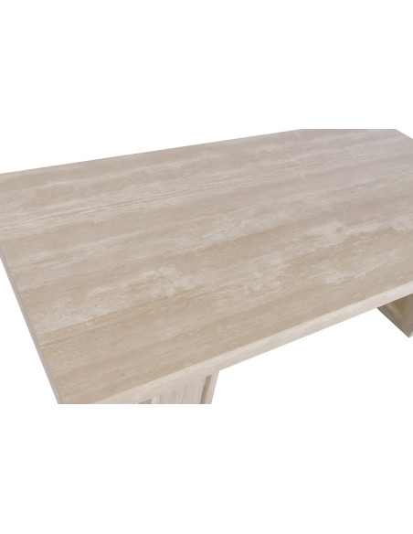 Table basse rectangulaire beige naturel en orme et marbre travertin 160x80x43 cm Orvane
