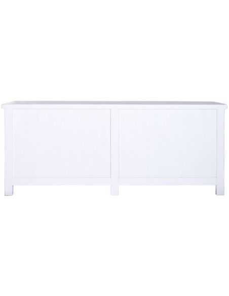 Buffet 4 portes blanc en orme massif 230x48x96 cm Valdora