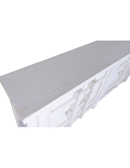 Buffet 4 portes blanc en orme massif 230x48x96 cm Valdora