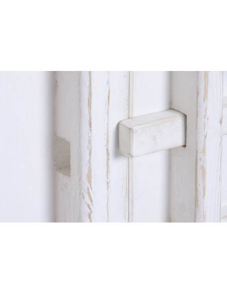 Buffet 4 portes blanc en orme massif 230x48x96 cm Valdora