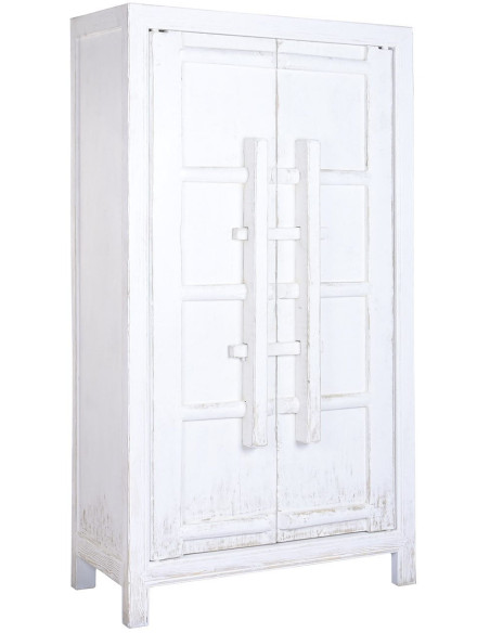 Armoire 2 portes blanche en orme massif 115x48x210 cm Valdora