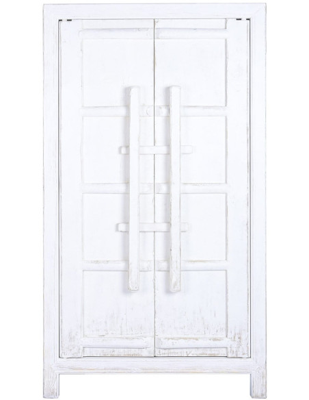Armoire 2 portes blanche en orme massif 115x48x210 cm Valdora