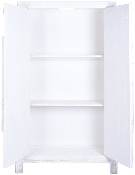 Armoire 2 portes blanche en orme massif 115x48x210 cm Valdora