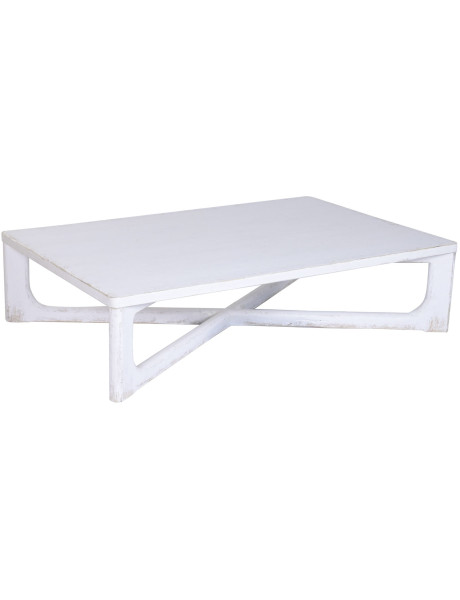 Table basse rectangulaire blanche en orme massif...