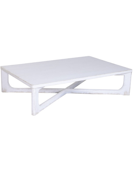 Table basse rectangulaire blanche en orme massif 170x109x41 cm Valdora