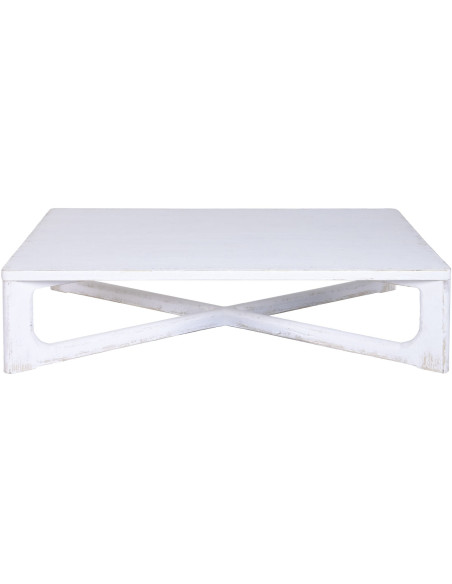 Table basse rectangulaire blanche en orme massif 170x109x41 cm Valdora