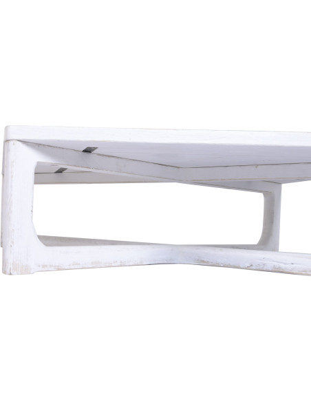 Table basse rectangulaire blanche en orme massif 170x109x41 cm Valdora