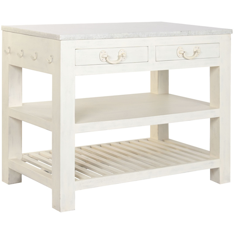 Îlot de cuisine blanc en bois et...