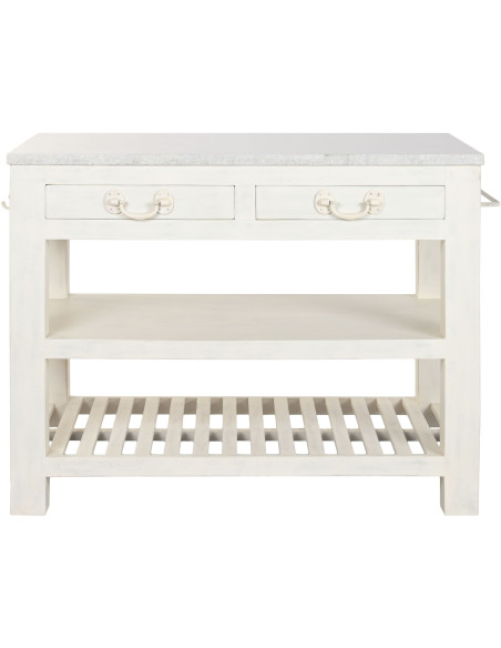 Îlot de cuisine blanc en bois et marbre 119x70x93 cm Liorna