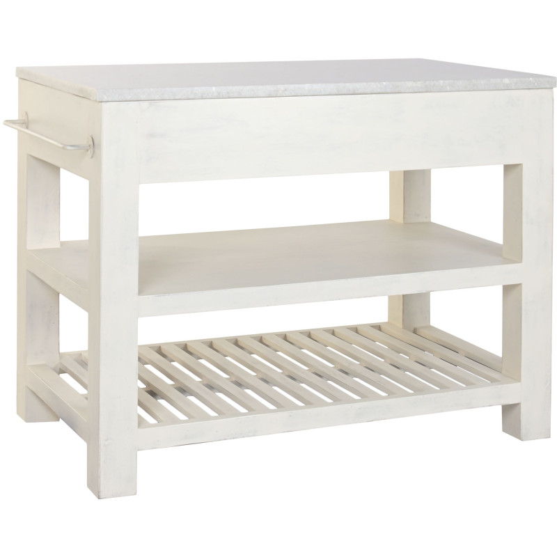 Îlot de cuisine blanc en bois et...