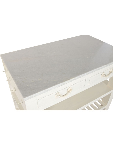Îlot de cuisine blanc en bois et marbre 119x70x93 cm Liorna