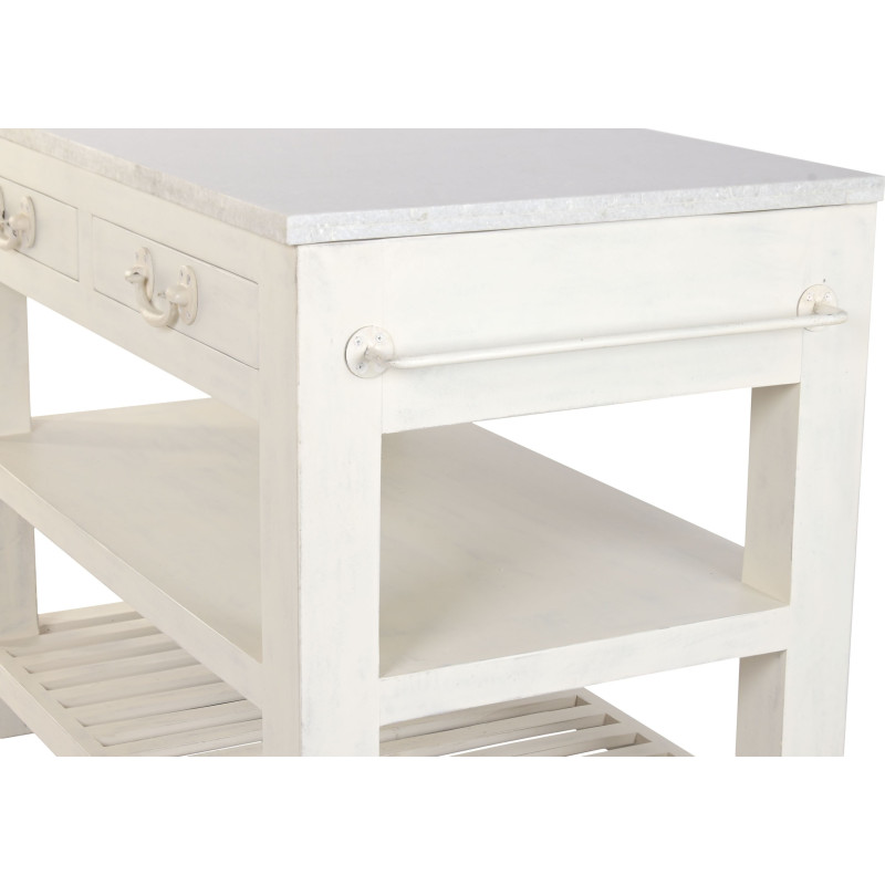 Îlot de cuisine blanc en bois et...