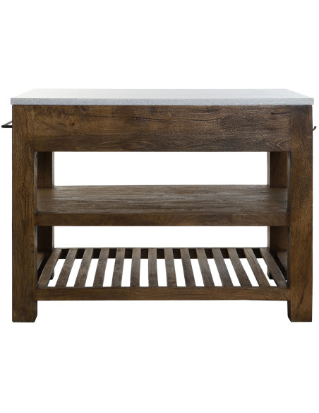 Îlot de cuisine brun en bois et marbre 119x70x93 cm Liorna