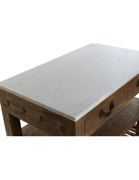 Îlot de cuisine brun en bois et marbre 119x70x93 cm Liorna