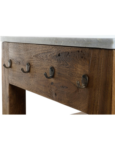 Îlot de cuisine brun en bois et marbre 119x70x93 cm Liorna